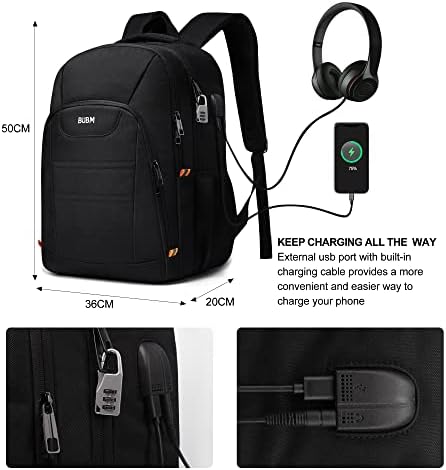 BUBM Laptop Sırt Çantası 17.3 İnç Sırt Çantası USB Şarj okul sırt çantası İş seyahat dayanıklı anti-hırsızlık Su Geçirmez