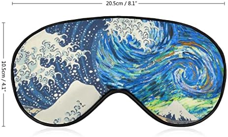 Yıldızlı gökyüzü japonya dalgalar baskı göz maskesi ışık engelleme uyku maskesi seyahat için ayarlanabilir kayış ile uyku