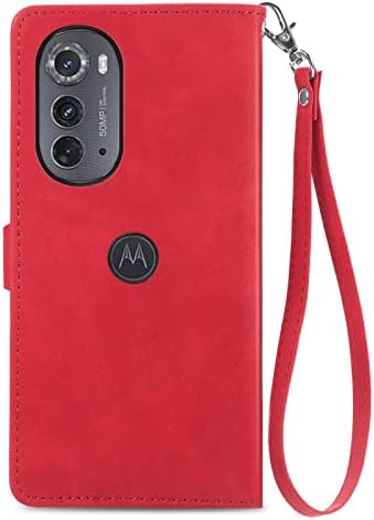 Motorola Edge 2022 için Monwutong Fermuarlı Saklama Tasarımı Cüzdan Telefon Kılıfı, Manyetik Tokalı ve Çok Kart Yuvalı Deri