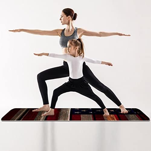 Yoga Mat, Ev Egzersiz için Yoga Paspaslar, Egzersiz Mat, Egzersiz Paspaslar, Pilates Mat, Stripes Ahşap Plakalar Retro Amerikan