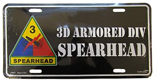 3. Zırhlı Div Bölümü Öncü Siyah Alüminyum Metal 6 x 12 Plaka Araba Etiketi abd'de Yapılan