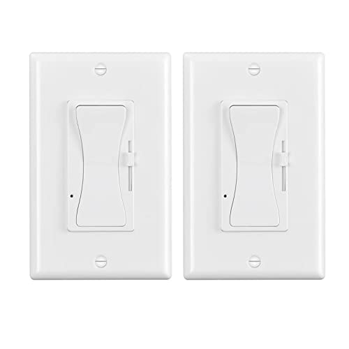 【2 Paket】 ETL Listelenen 0-10V LED Dimmer Anahtarı Duvar Plakası, Tek Kutuplu veya 3 Yollu 110-277V, LED ışıklar için 0-10V