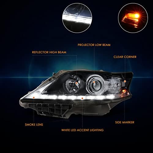 LED DRL Projektör Farlar Meclisi ile Uyumlu Lexus RX350 RX450H 13-15, Füme Lens