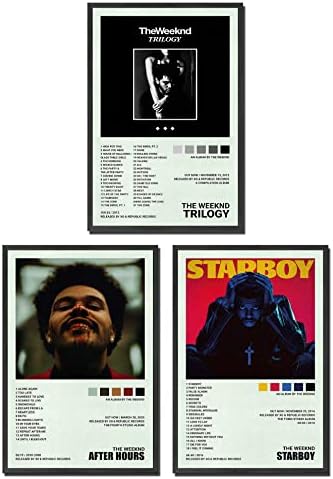 Bir Dizi 3 tuval posterler, Trilogy Poster Starboy Poster Sonra Saat Poster, Albümü Estetik 2 Parça Set, 8x12İN Tuval Baskılar