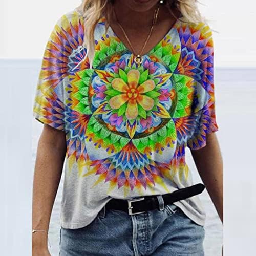Crewneck V Boyun Üst Tee Kadınlar için Sonbahar Yaz Kısa Kollu 2023 Giyim Moda Pamuk Grafik Salonu T Shirt 99 99