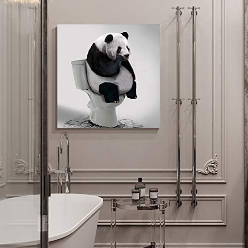 Gredice Tuval Baskı Duvar Sanatı Yağlıboya Komik Panda Tuvalet üzerinde Oturan Resim Baskılar Yapıt Oturma Odası Banyo Yatak