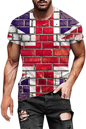 2023 Yeni Erkek Moda İlkbahar Yaz Rahat Kısa Kollu O Boyun Bayrak Baskılı T Shirt Üst Bluz Seti 5