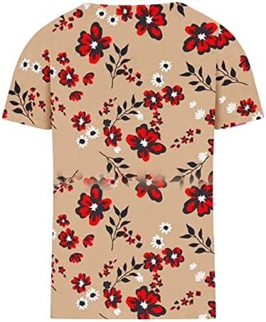 Follure Bayan Yaz Dantel V Boyun Gömlek Ekleme Çiçek Baskı T-Shirt Artı Boyutu Kısa Kollu Gevşek Fit Casual Moda Bluz