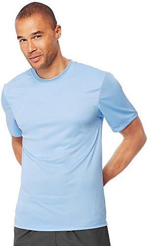 Hanes Cool DRI Etiketsiz Erkek Tişört Açık Mavi