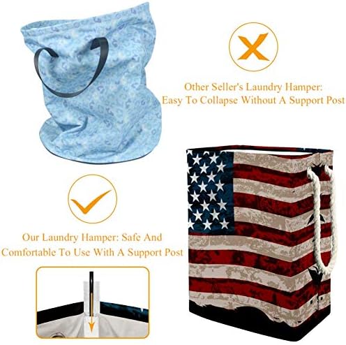Unicey Amerikan Çizgili Bayrak Büyük Boy çamaşır sepeti Katlanabilir Depolama Sepeti Yatak Odası Bebek Kreş