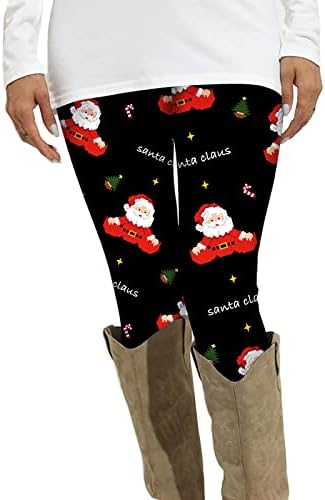 XXBR kadın Noel Tayt Yumuşak Fırçalanmış Noel Grafik Baskı Ayak Bileği Uzunlukta Pantolon Kış Termal Yoga Pantolon için Fit