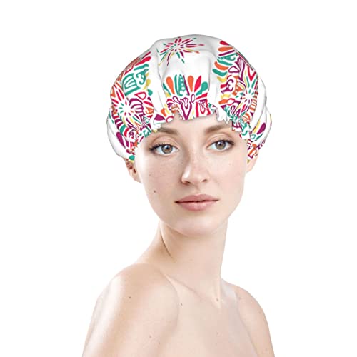 Kadınlar Kullanımlık Streç Hem Saç Şapka Hint Çiçek Paisley Madalyon Çift Katmanlar Su Geçirmez Duş Başlığı banyo bonesi