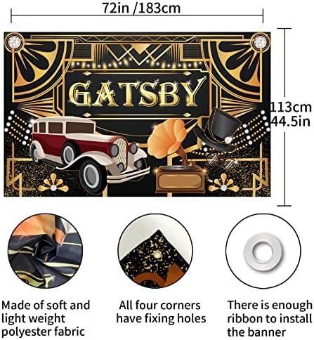 MELTELOT Great Gatsby Temalı Zemin Afiş, Retro Kükreyen 20'li Parti sanat dekoru 20s Doğum Günü Yetişkin Fotoğraf Arka Plan