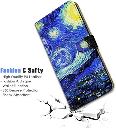 samsung S23 Ultra, Samsung Galaxy S23 Ultra, Tasarlanmış cüzdan kılıf telefon kılıfı Kapak, A0066 Van Gogh Yıldızlı Gece