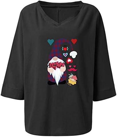 ZNNE Kadın Gevşek Üstleri, sevgililer Günü Gnome Baskı Uzun Kollu Bluz Casual Tunik T-Shirt Kazak Yaz Tee Gömlek Noel Dis-Count