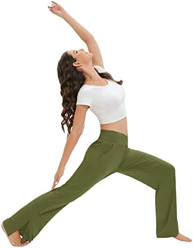 Qırno Bayan Geniş Bacak dinlenme pantolonu Yüksek Belli V Crossover Pijama Pantolon Rahat Gevşek Yoga Atletik Sweatpants