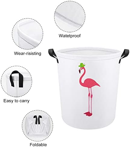 Sevimli Flamingo büyük çamaşır sepeti sepet çanta üniversite yurt taşınabilir için kolları ile yıkama