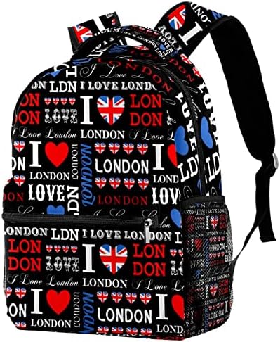 Seviyorum Londra Desen Sırt Çantaları Erkek Kız Okul Kitap Çantası Seyahat Yürüyüş Kamp Sırt Çantası Sırt Çantası