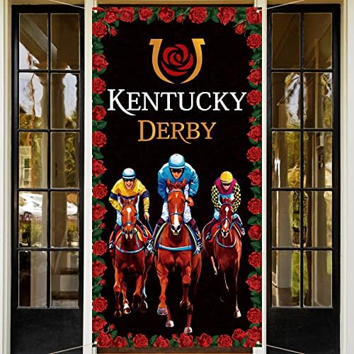 Kentucky Derby Kapı Kapak Jokey Çalıştırmak için Güller Banner At Yarışı Parti Dekorasyon Kapalı Açık Zemin için Ev Dekor
